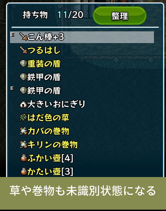 フェイの最終問題　アイテムの未識別状態